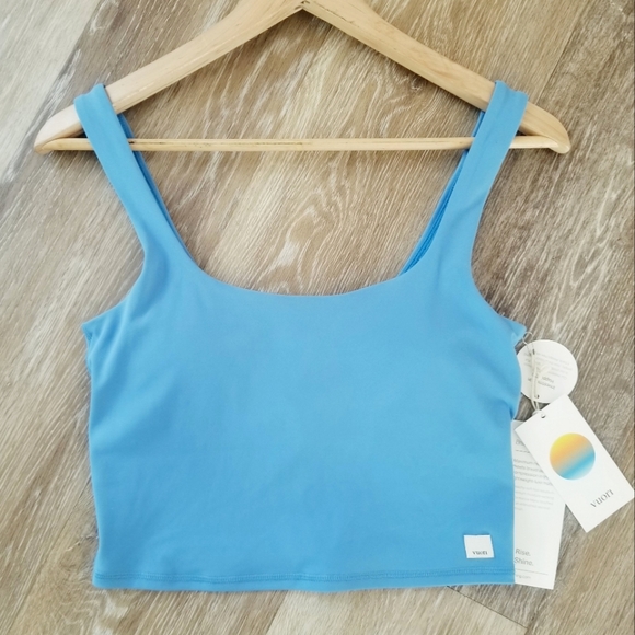 Vuori Daily Crop Tank Top Baltic Blue NWT Athletic Yoga Tennis Price Is Firm - Picture 3 of 12